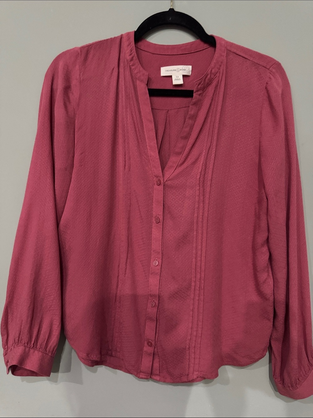 Treasure & Bond Rose Pink Pintuck Button-Down Blouse